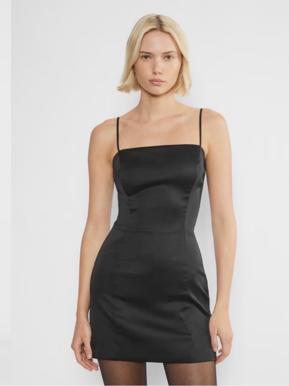 Aritzia Sunday Best Black Satin Mini Dress Size 2
